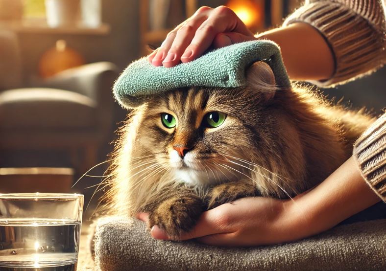 Как снизить температуру коту в домашних условиях?